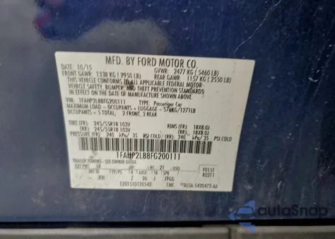 2015 Ford Taurus Police Interceptor из США, поврежденный, VIN 1FAHP2L88FG200111